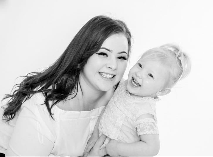 family photoshoot mom and daughter b&w