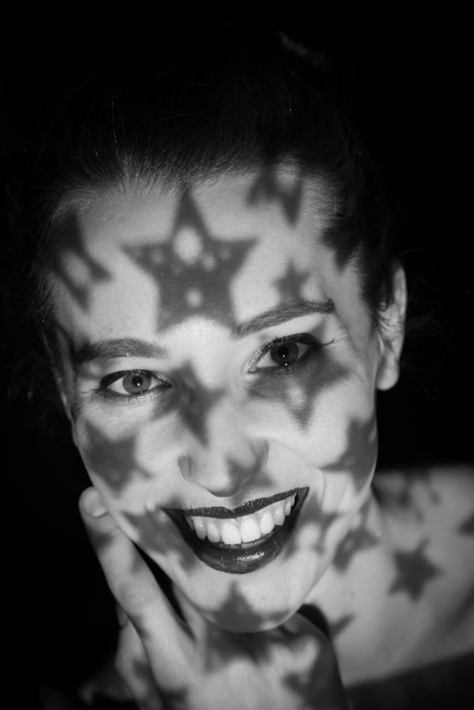 Studio portrait of a model photographed for portfolio