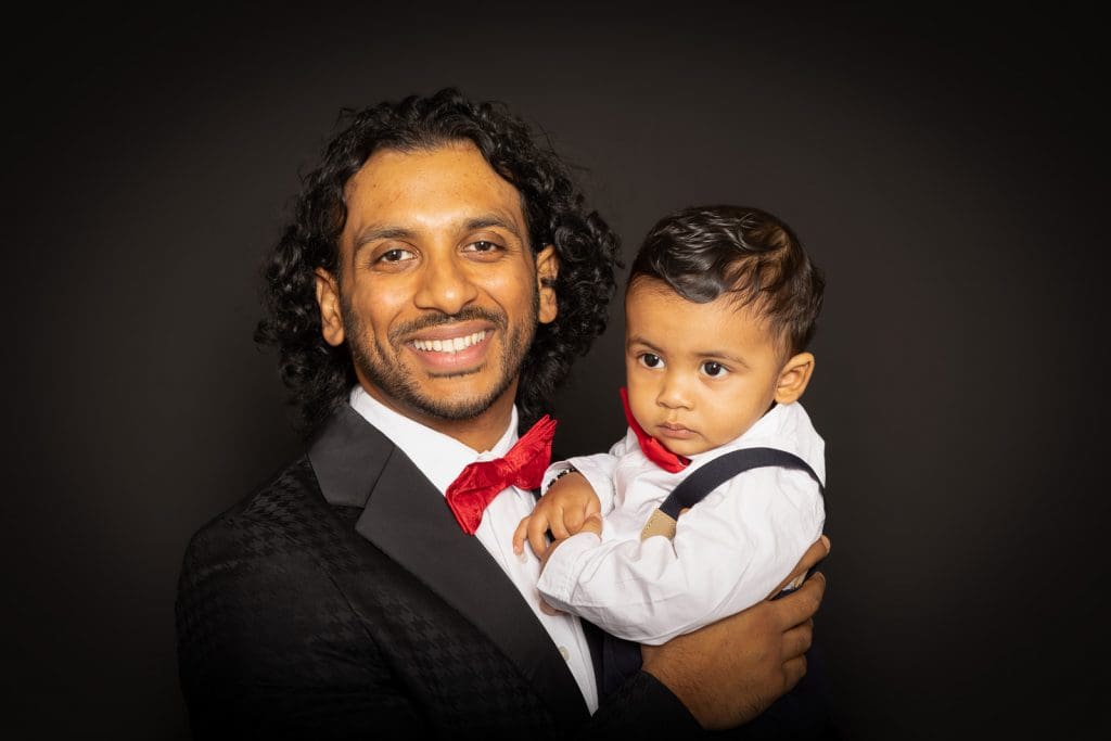 Father and baby portrait during a professional family photoshoot in Birmingham