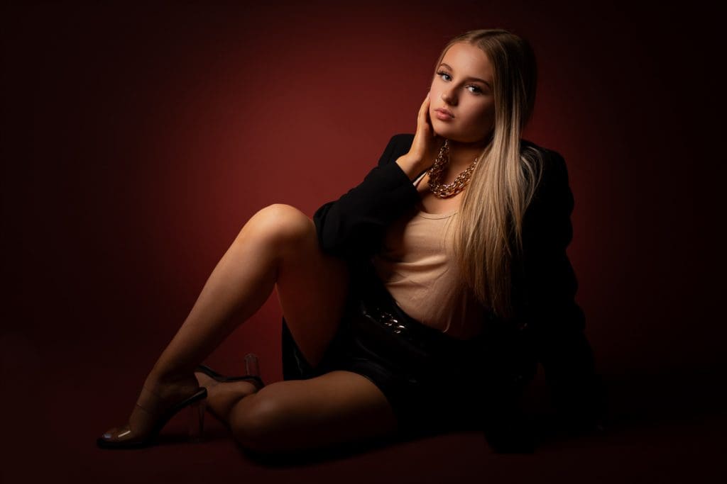 Studio portrait of a model with strong composition