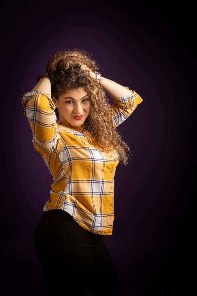 Fashion modelling portfolio portrait in studio