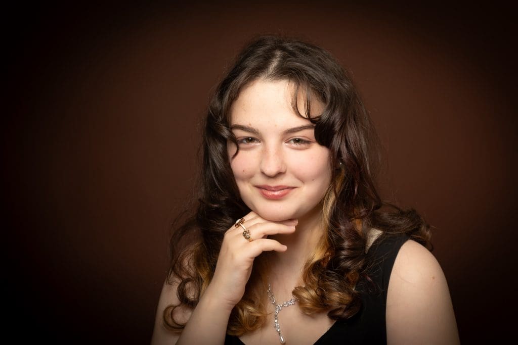 Studio portrait of a female model during photoshoot