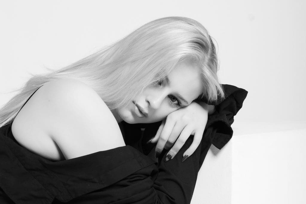 Studio portrait of a model during portfolio photoshoot