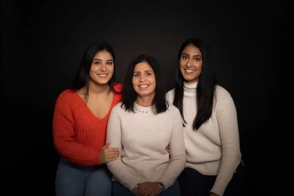 three generation family portrait during Birmingham photography studio session